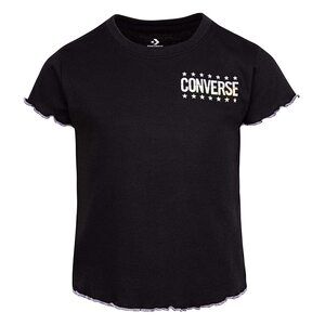 Converse Girls Babydoll Wordmark Top (Big Kids) Black MD (10 Big Kid)